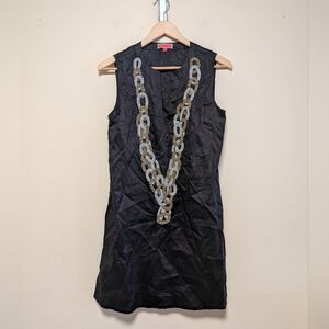 Nandini Beaded Kurti Tunic Top Black Linen Look Boho Festival M